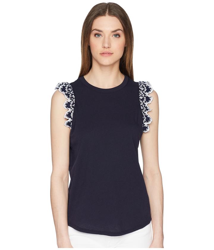 Kate Spade New York - Eyelet Sleeveless T-shirt