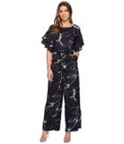 Vince Camuto - Ruffle Sleeve Fresco Petals Belted Jumpsuit