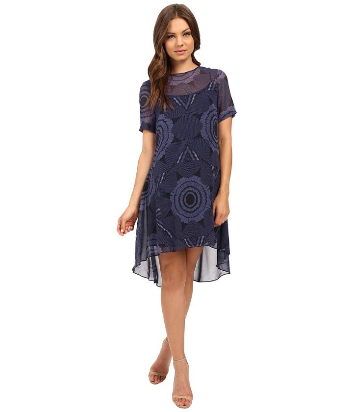 Donna Morgan - Cold Shoulder Poly Chiffon Trapeze Dress