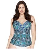 La Blanca - Plus Size Tuvalu Underwire Wrap Over The Shoulder Tankini Top