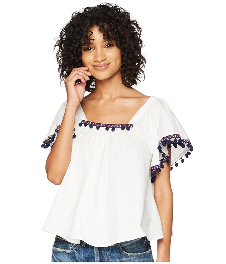 Bb Dakota - Makari Flutter Sleeve Top With Pom Poms