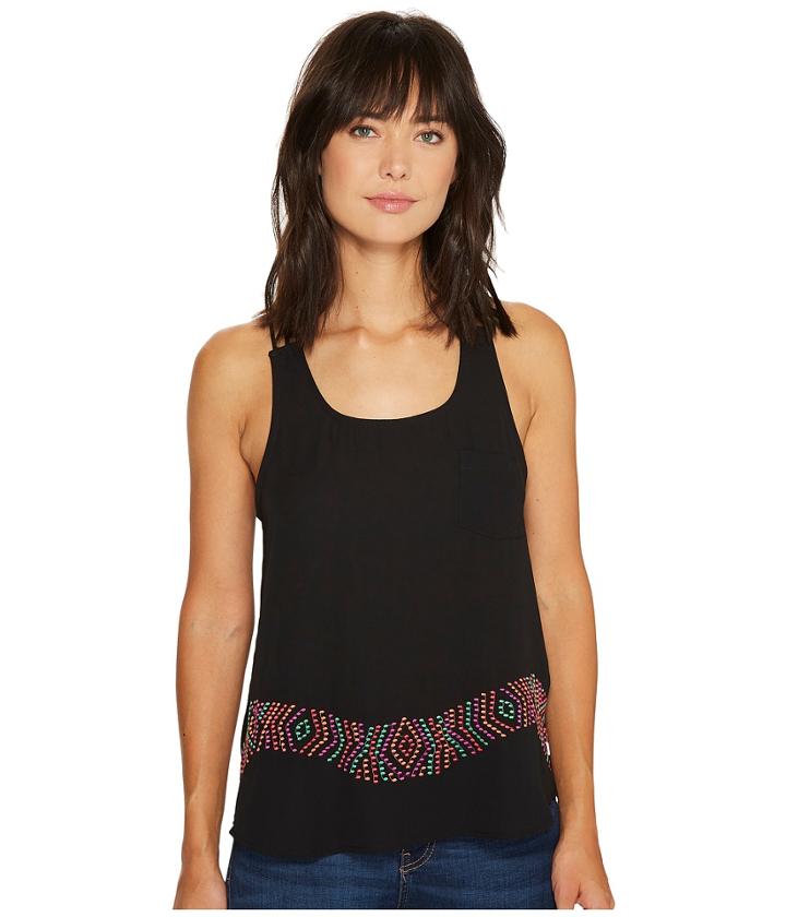 Roper - 1139 Solid Black Georgette String Tank Top