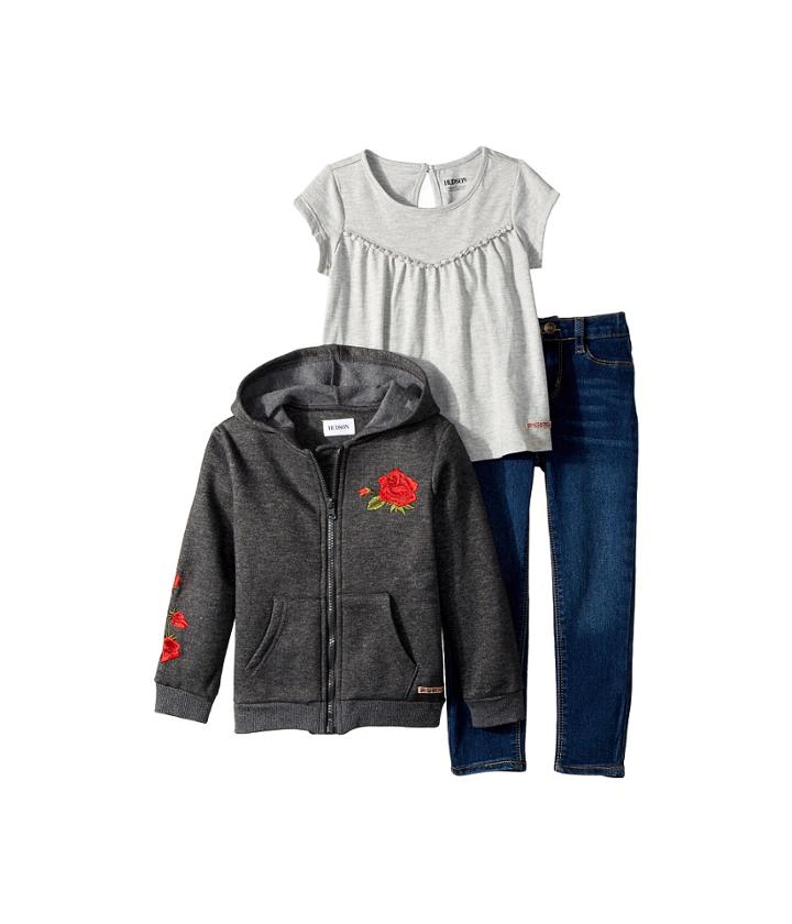 Hudson Kids - Three-piece Set W/ Jersey Top, Fleece Jacket, And Skinny Denim Pants