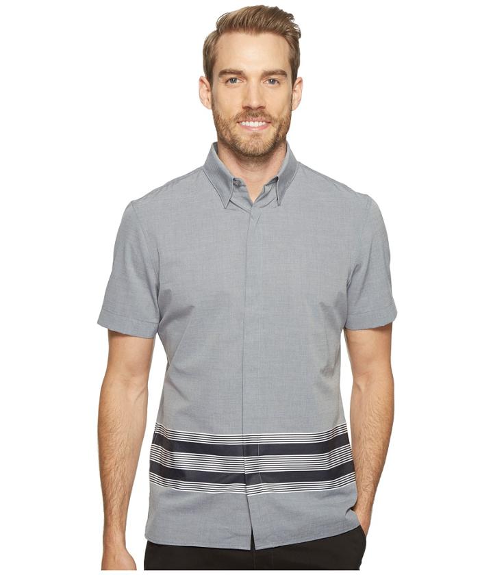 Perry Ellis - Slim Fit Engineered Hem Stripe Shirt