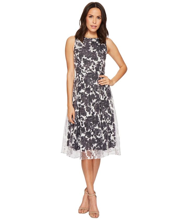 Adrianna Papell - Alyssa Floral Organza Burnout Fit And Flare