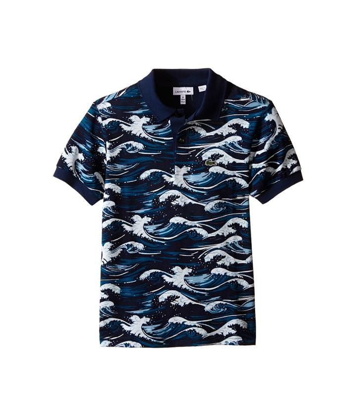 Lacoste Kids - Short Sleeve Wave Print Mini Pique Polo