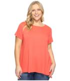 Vince Camuto Plus - Plus Size Short Sleeve High-low Hem Mix Media Top