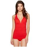 Lauren Ralph Lauren - Beach Club Solids Plunge Halter Skirted One-piece