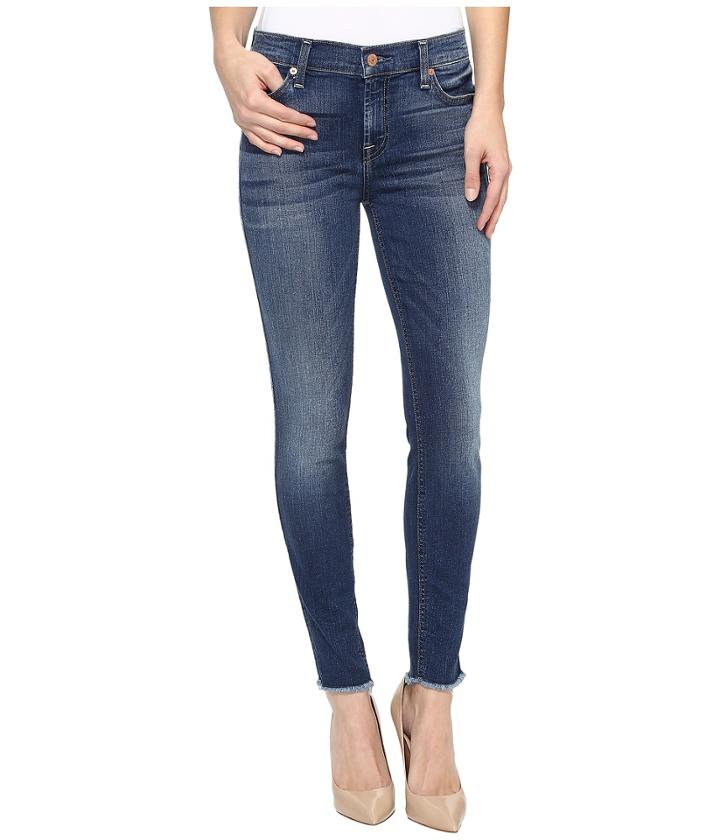 7 For All Mankind - The Ankle Skinny W/ Raw Hem In Rich Coastal Blue