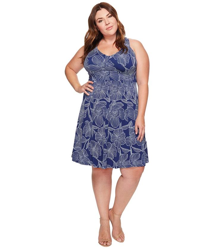 Adrianna Papell - Plus Size Cross Back Fit Flare Dress