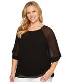 B Collection By Bobeau - Plus Size Birdie Mix Media Blouse