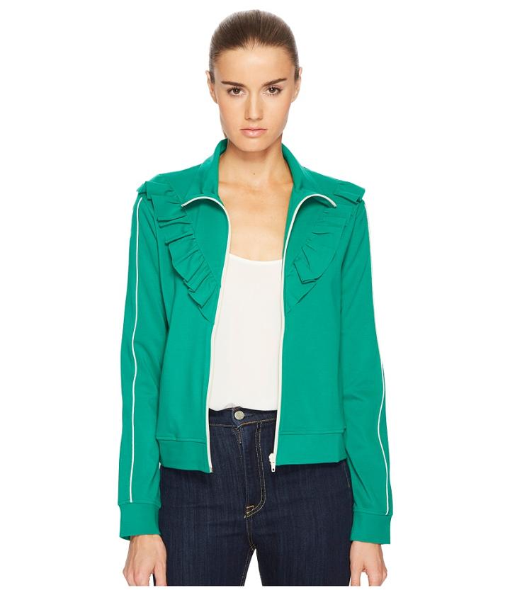 Red Valentino - Jersey Zip-up With Ruffle Detail