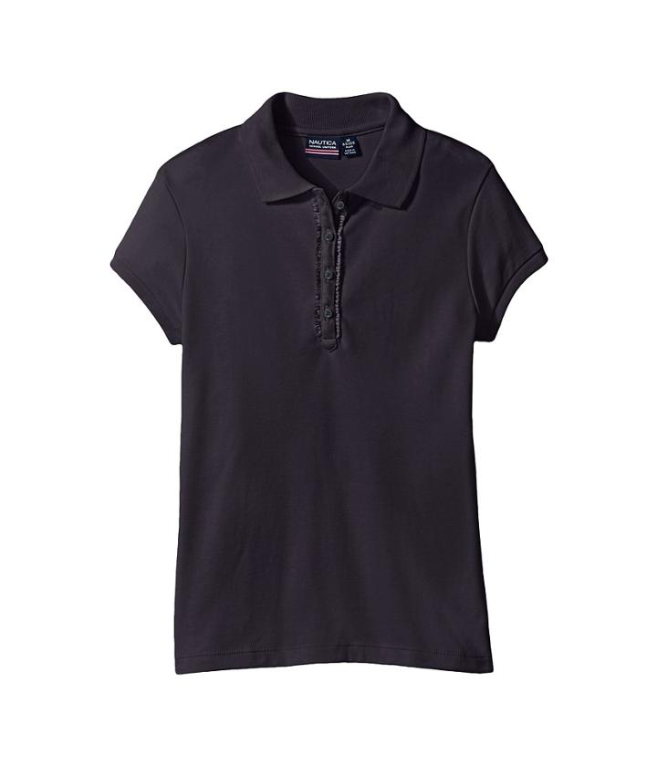 Nautica Kids - Girls Plus Short Sleeve Polo With Ruffle Placket