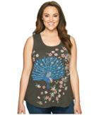 Lucky Brand - Plus Size Embroidered Peacock Tank Top