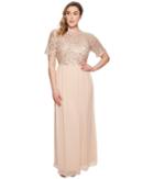 Adrianna Papell - Plus Size Beaded Bodice Elbow Sleeve Gown