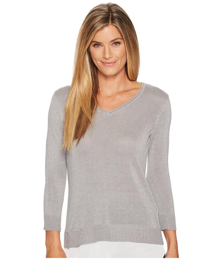 Calvin Klein - Long Sleeve Lurex Twofer Sweater