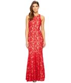 Aidan Mattox - Long Stretch Lace Gown With Godet Hem