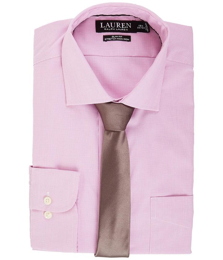 Lauren Ralph Lauren - Non Iron Poplin Stretch Slim Fit Spread Collar Derss Shirt