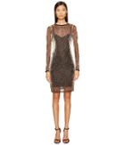Just Cavalli - Long Sleeve Cheetah Print Overlay Dress
