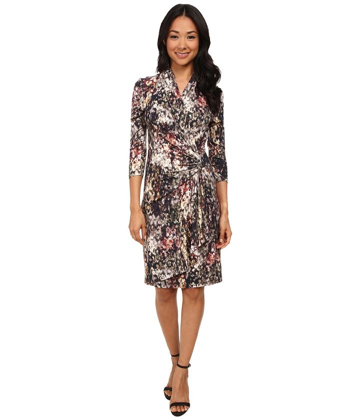 Karen Kane - 3/4 Sleeve Cascade Wrap Dress