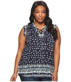 Lucky Brand - Plus Size Lace-up Printed Top