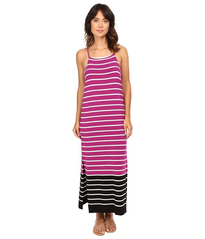 Vince Camuto - Sleeveless Magnet Stripe Dress W/ Side Slits