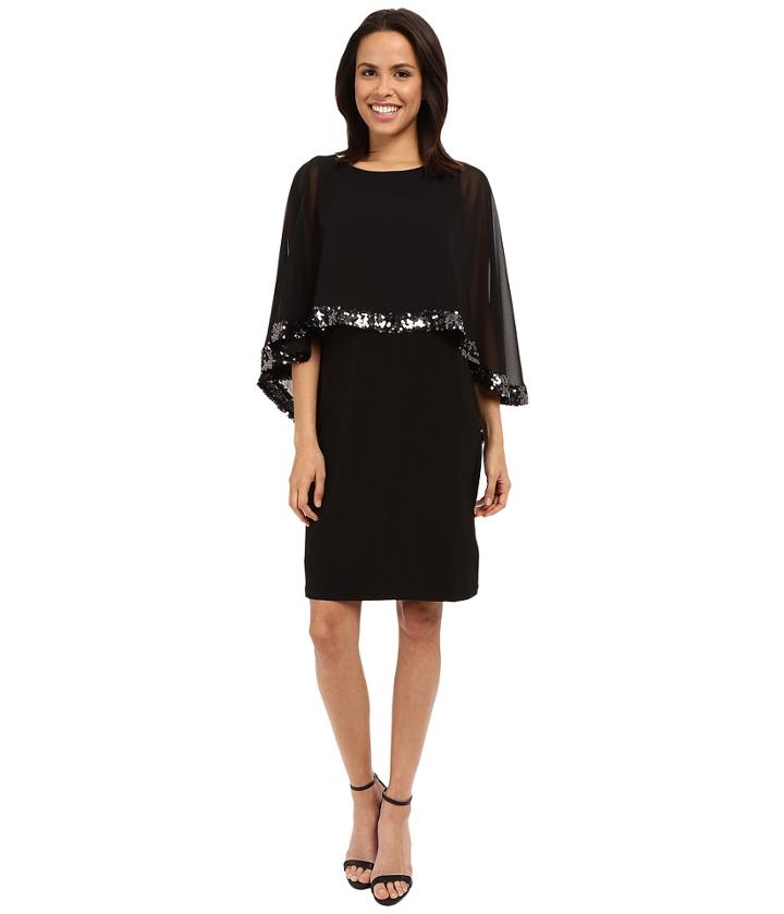 Rsvp - Chiffon Caplet Sequin Trim Dress