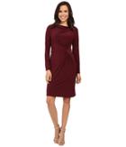 Adrianna Papell - Long Sleeve Front Knot Draped Dress