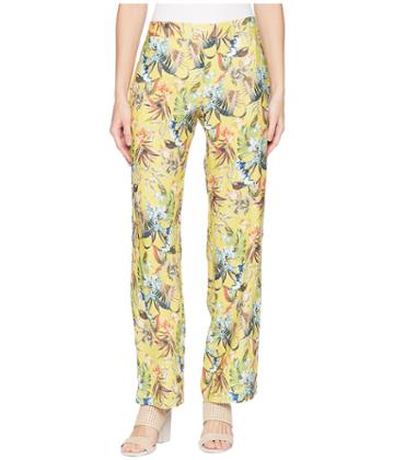 Elliott Lauren - Printed Linen Elastic Waist Relaxed Pants With Pockets