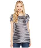 Allen Allen - Stripe Cap Sleeve High-low Crew