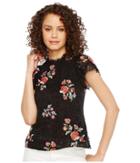 Rebecca Taylor - Short Sleeve Lace Top W/ Embroidery