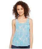 Roper - 1129 Blue And Peach Printed Chiffon Tank Top