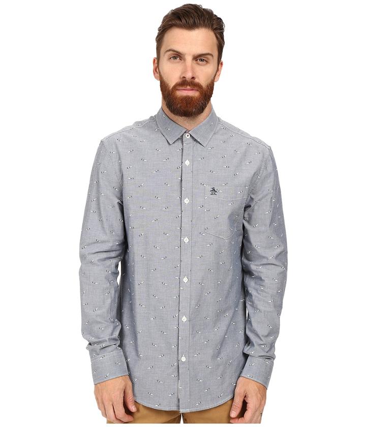 Original Penguin - Long Sleeve Oxford With 3d Glasses Print