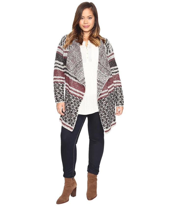 Lucky Brand - Plus Size Mixed Stripe Cardigan
