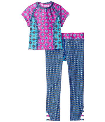 Hobie Kids - Mix It Up Cropped Rashguard And Swim Pants