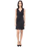 Neil Barrett - Deep V-neck Fringed Fine Double Bonded Sweat Dress