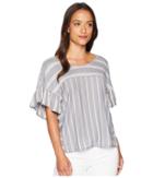 Lucky Brand - Mix Stripe Ruffle Tee