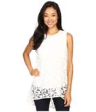 Vince Camuto - Sleeveless High-low Geo Burnout Overlay Blouse