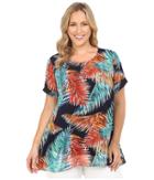 Vince Camuto Plus - Plus Size Short Sleeve Chiffon Overlay Tropical Mystique Top