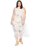 Vince Camuto Specialty Size - Plus Size Sleeveless Diffused Blooms Knit Underlay Dress