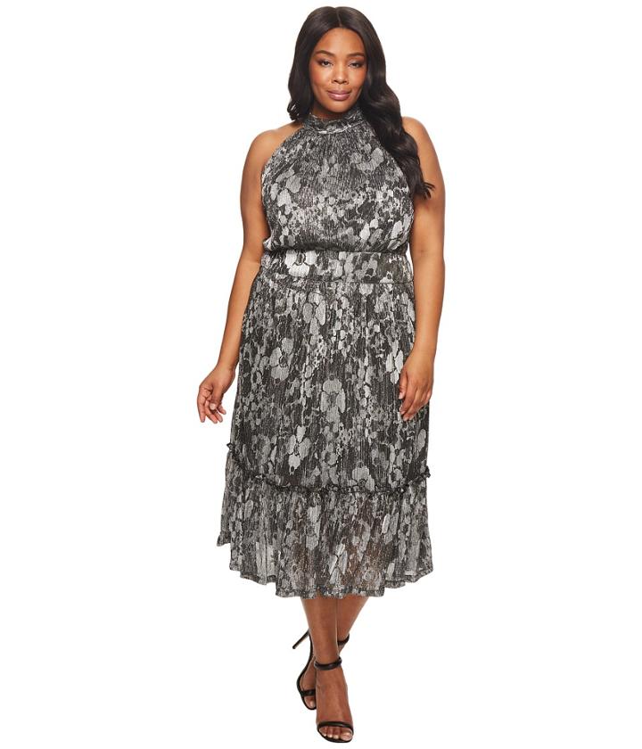 Michael Michael Kors - Plus Size Metallic Knit Tier Midi Dress