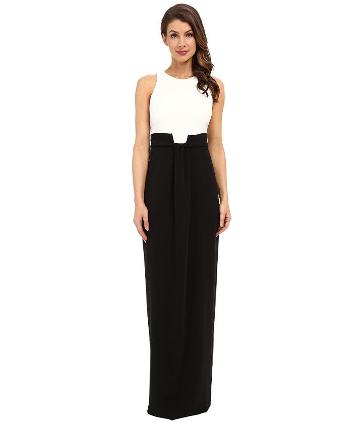Badgley Mischka - Drape Front Black White Gown