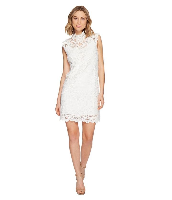 Laundry By Shelli Segal - Mock Neck Venise Dress W/ Scallop Detail