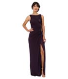 Adrianna Papell - Draped Venecian Jersey Gown With Sequin Embroidered Lace