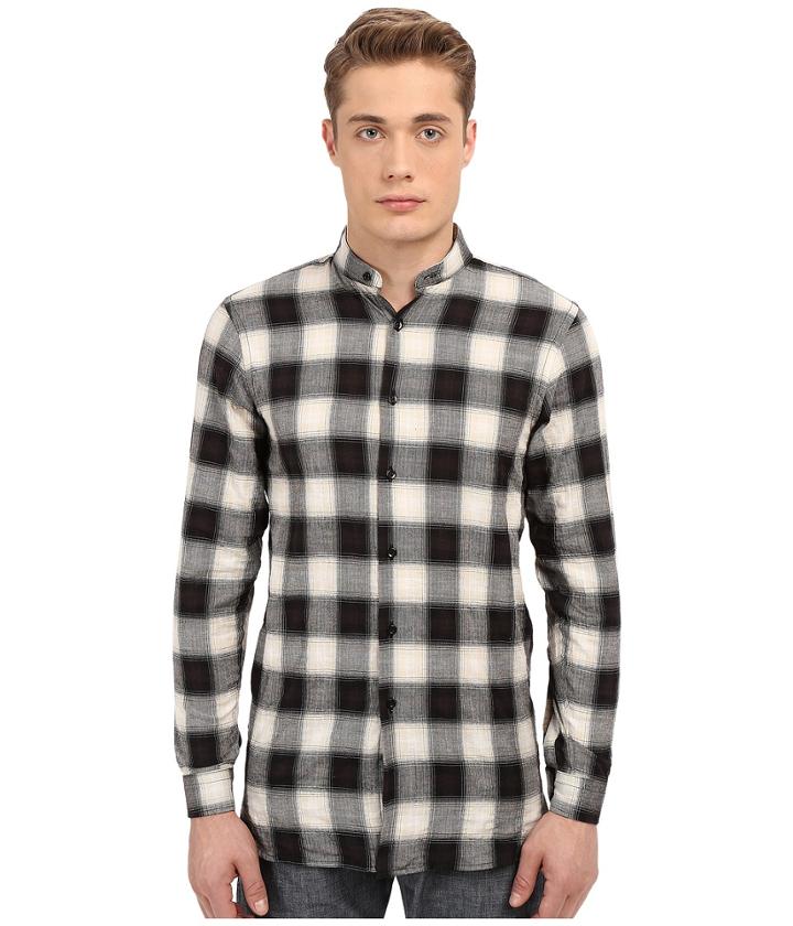Naked &amp; Famous - Long Fit Herringbone Ombre Check Shirt
