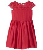 Us Angels - Scalloped Cap Sleeve With Full Skirt Dress