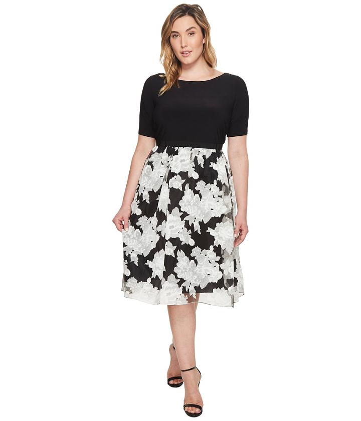 Adrianna Papell - Plus Size Savannah Crinkled Organza Print Fit And Flare Dress