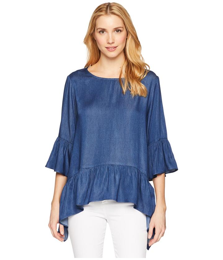 Karen Kane - Ruffle Hem Chambray Top