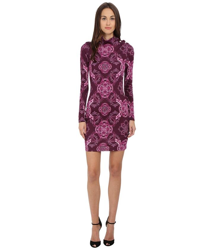 Versace Jeans - Long Sleeve Mock Neck Printed Dress