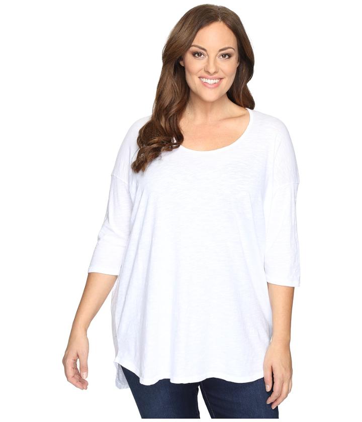 Allen Allen - Plus Size Elbow Sleeve Tee W/ High-low